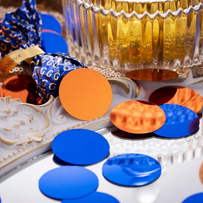 Orange Blue Table Confetti Party Decorations Metallic Circle Dot Confetti - Image 3