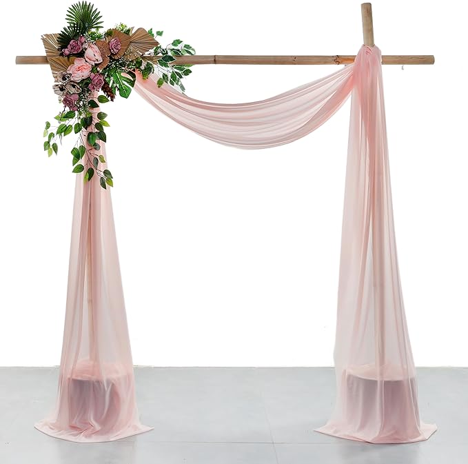 VDS Pack of 3 Panel Wedding Arch Draping Fabric Sheer Chiffon Fabric Drapery by VDS