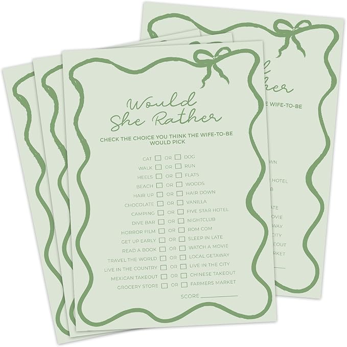 DEEKA 30 PCS Bridal Shower Games Card by DEEKA