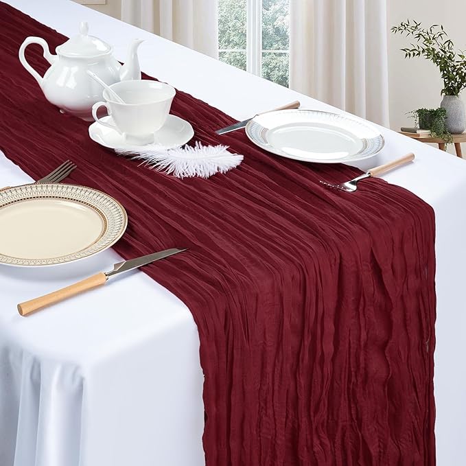 12 Pack Burgundy Cheesecloth Fall Table Runner 10ft Boho Gauze Fabric Cheese - Image 3