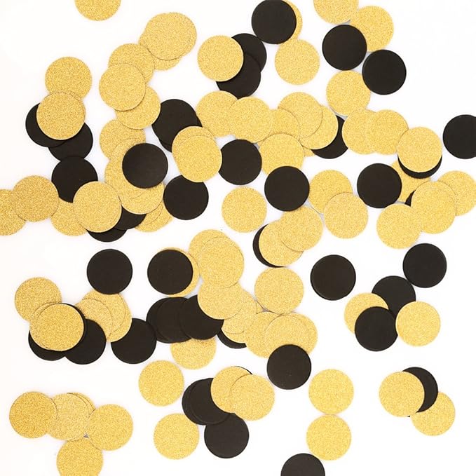 Glitter Gold Black Confetti Circle Dots Confetti by WEVEN