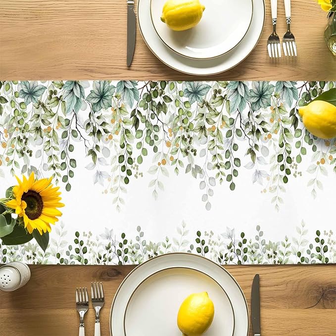 Sage Green Eucalyptus Cotton Linen Table Runner - Image 4