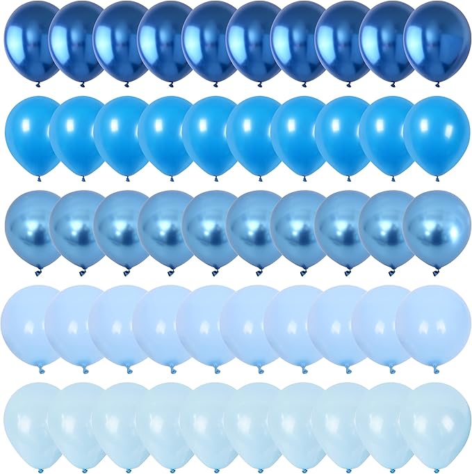 Blue Balloon Set, 60 Packs 12 Inches Metallic Balloons Pearl Macaron Baby Blue by Togvu