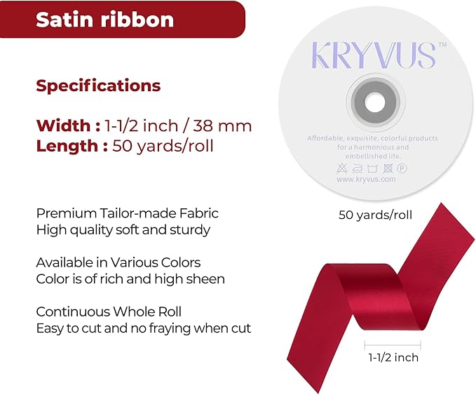 Scarlet Red Satin Ribbon 1-1/2 inch X Continuous 50 Yards, Single Face - Image 3