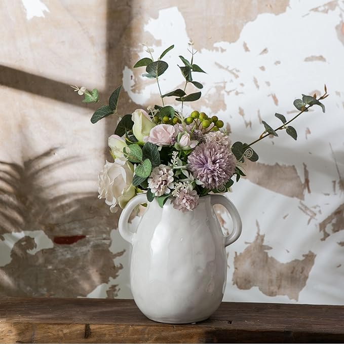White Ceramic Vase with 2 Handles - Image 4