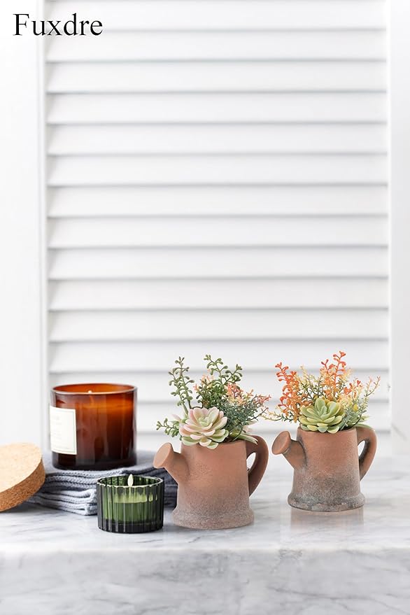 2-Pack Artificial Succulent Plants in Vintage Pots - Image 8