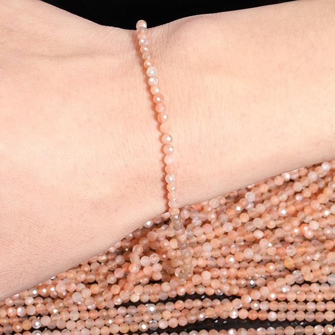 Song Xi 120pcs 3mm Natural Sunstone Gemstone Beads Faceted Round Loose Stone - Image 2