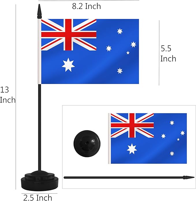 2 Pack Australia Desk Flag Set, Australian Desktop Small Miniature Table Office - Image 2