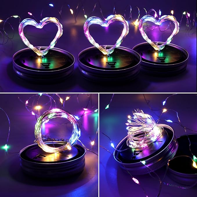 Solar Mason Jar Lights, 12 Pack 30 LED Firefly Fairy String Lights, Waterproof - Image 5