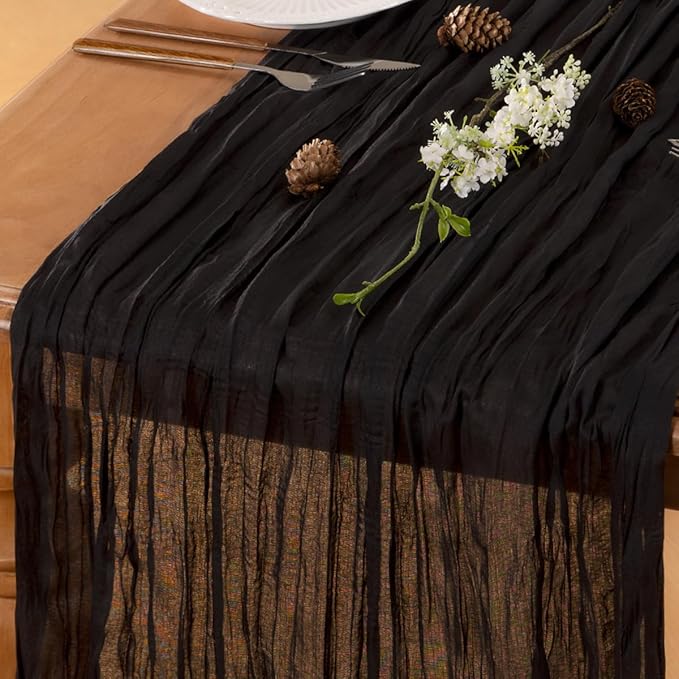 Black Table Runner Cheesecloth Table Runner 10FT Farmhouse Table Runners 120 by LINXTAR