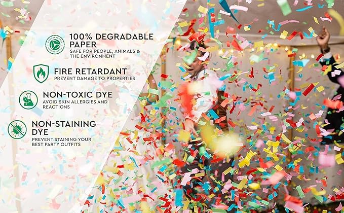 Confetti Cannon 16" XLarge Party Poppers Confetti Shooters, Biodegradable - Image 7