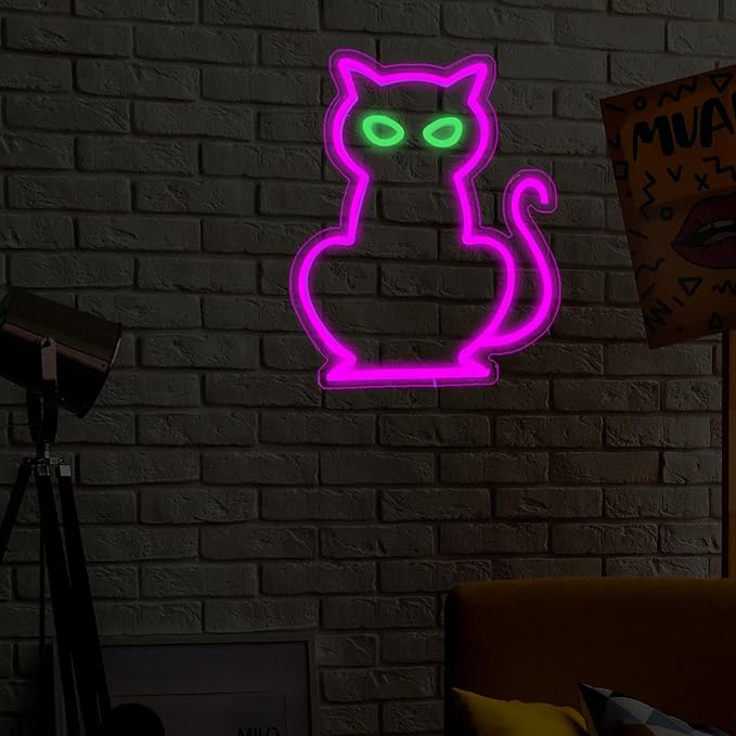 Cat Neon Signs for Wall Decor, Halloween Cat LED Light Table Decoration for Bar - Image 6
