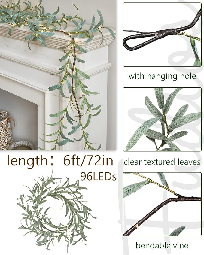 Fudios Lighted Olive Garland Battery Operated - Image 2