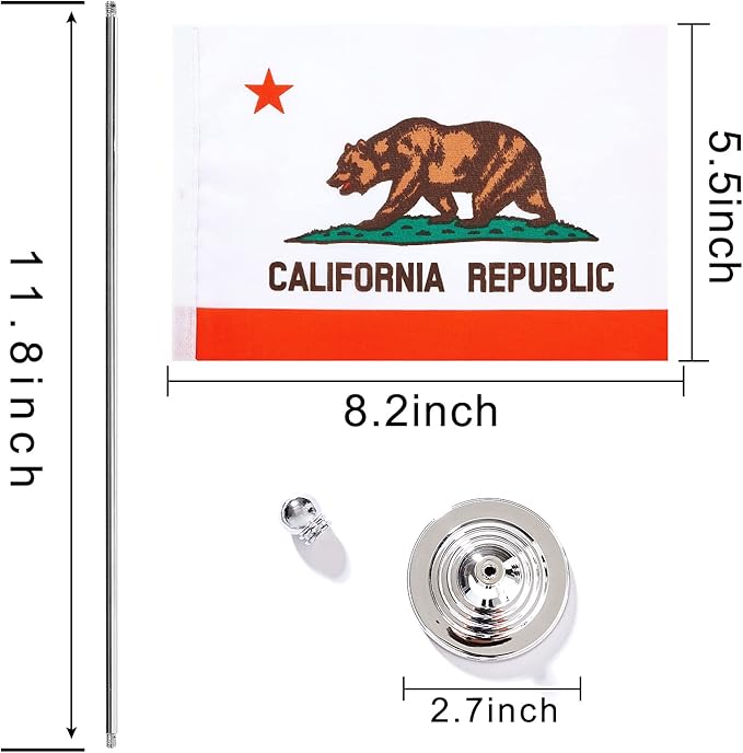 ZXvZYT 2 Pack American US California flag USA Calif CA State table flag - Image 2