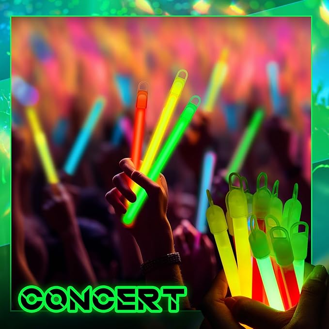 Lewtemi 4" or 6" 100 Pack Bright Glow Sticks Bulk, Glow in The Dark Party - Image 6