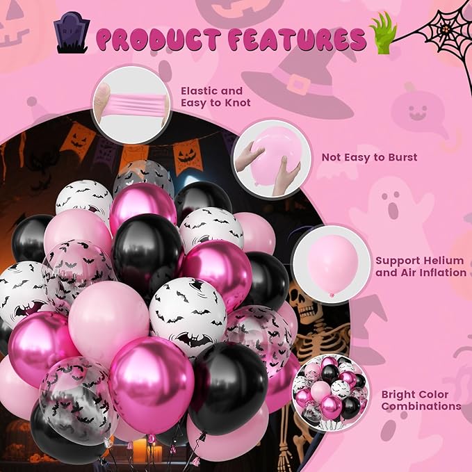 Pink Halloween Balloons Set - Image 3