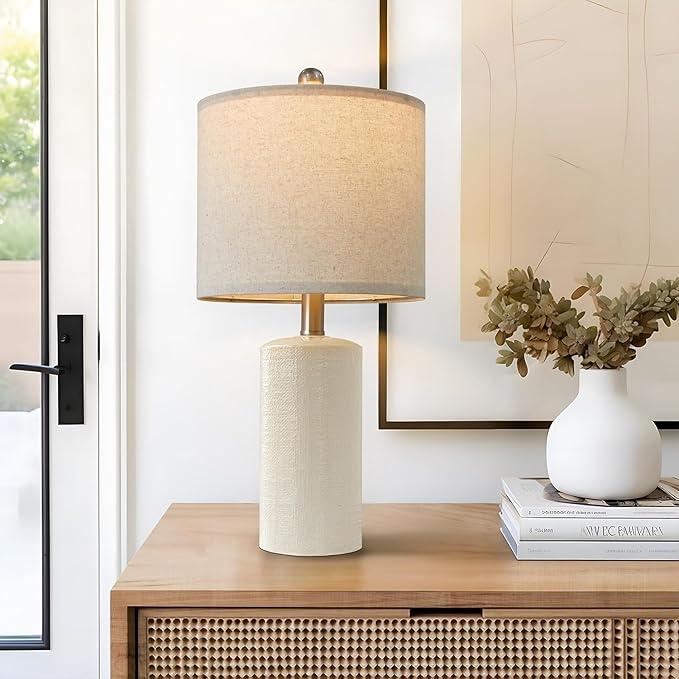 20.25" Small Single Table Lamp for Bedroom Modern Ceramic Nightstand Lamp by G-SAFAVA