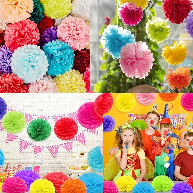 12pcs Royal Blue Pom Poms - 10in 12in Tissue Paper Flower Balls - Image 4