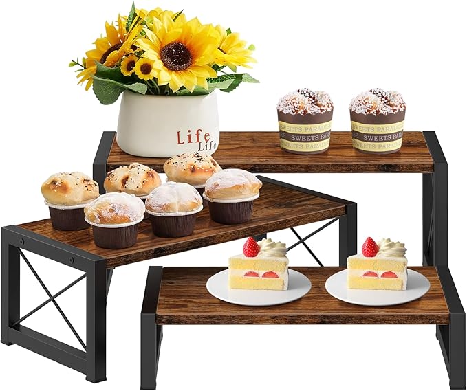 ELITEROO 3 Tier Cupcake Stand & Wood Display Risers, Dessert Stands by ELITEROO