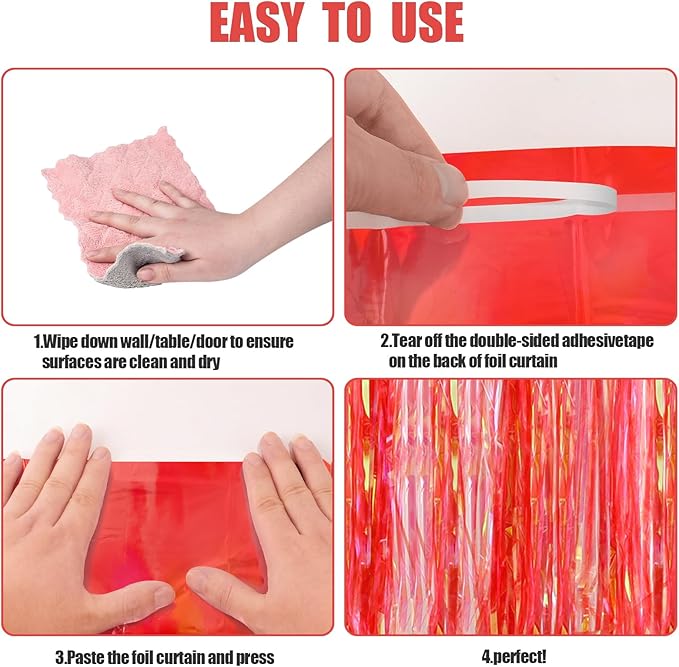 CANREVEL 2 Pack 3.2x6.5 Feet Iridescent Foil Fringe Backdrop Curtains - Image 3
