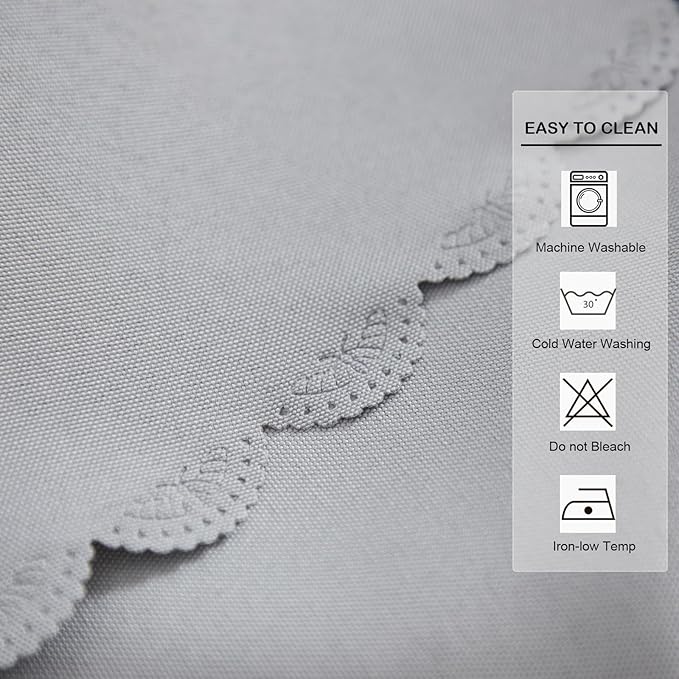 Small Round Grey Tablecloth 24 Inch Polyester Fabric Washable Table Cover - Image 6