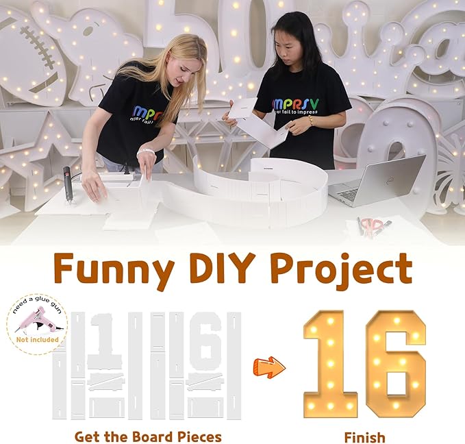 imprsv 3FT Marquee Light Up Numbers, Marquee Numbers 16th Birthday Decorations - Image 2