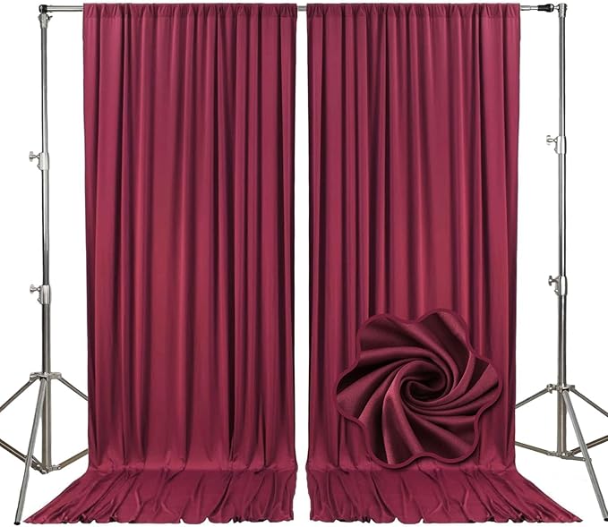 10ft x 10ft Burgundy Backdrop Curtains by Tisspoms