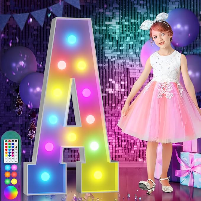 imprsv 4FT Colorful Marquee Light Up Letters A, 18 Colors Light Up Letters by Letsmakeitimpressive