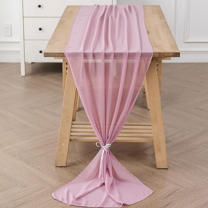 1Pack 9ft Chiffon Table Runner 14x108 Inch Sheer Romantic Table Runner - Image 6