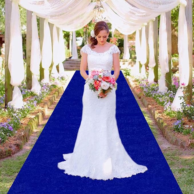 MODFUNS Royal Blue Aisle Runner Wedding Runner Aisle 4x25ft Velvet Fabric - Image 5