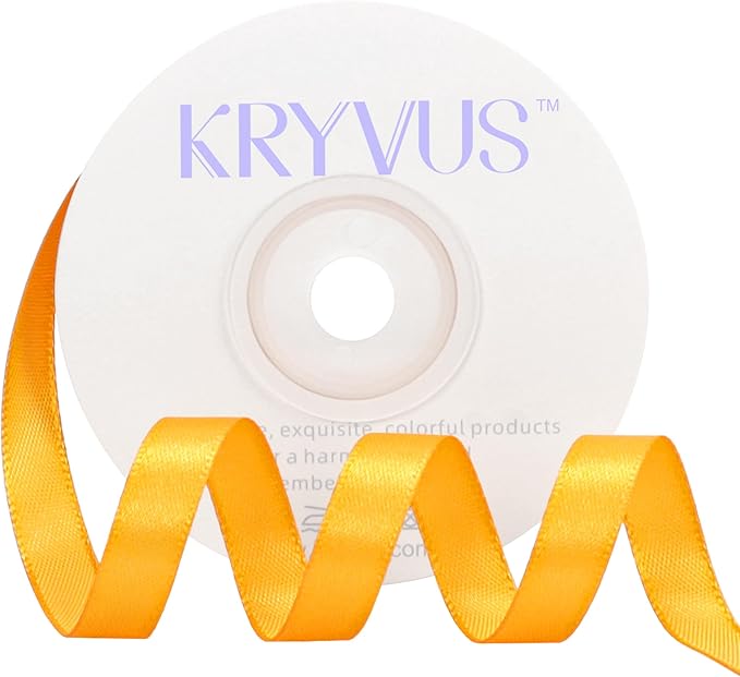 Yellow Satin Ribbon 3/8 inch X Continuous 25 Yards, Single Face Polyester by Kryvusribbon