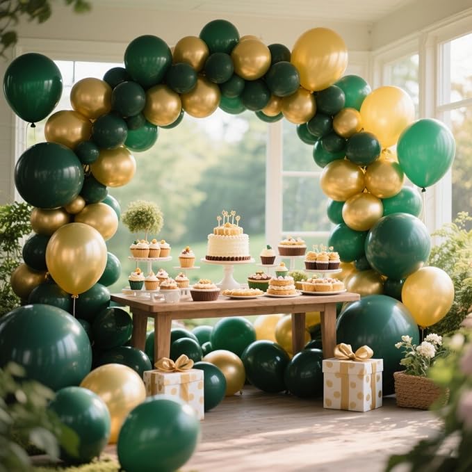 412Pcs Green and Gold Balloon Arch Kit, 18 12 10 5 Inch Different Size Latex - Image 7