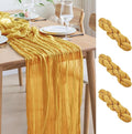 Asee'm 3pcs Cheesecloth Table Runner 120 Inches Long Gold Boho Gauze Cheese by Aseem