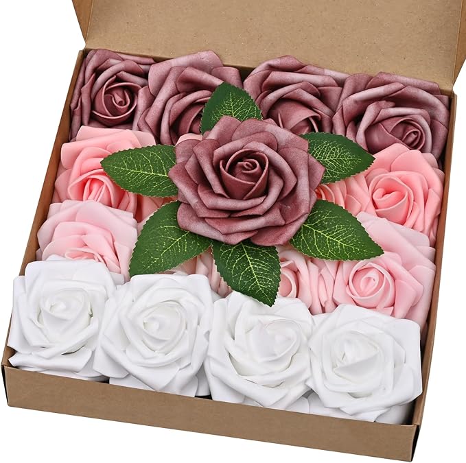 BLEUM CADE 16Pcs Artificial Flowers Fake Roses by BLEUMCADE