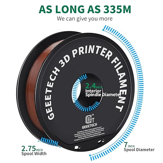 Geeetech PLA Filament 1.75mm Brown, Neatly Wound 3D Printer Filament 1kg Spool - Image 5