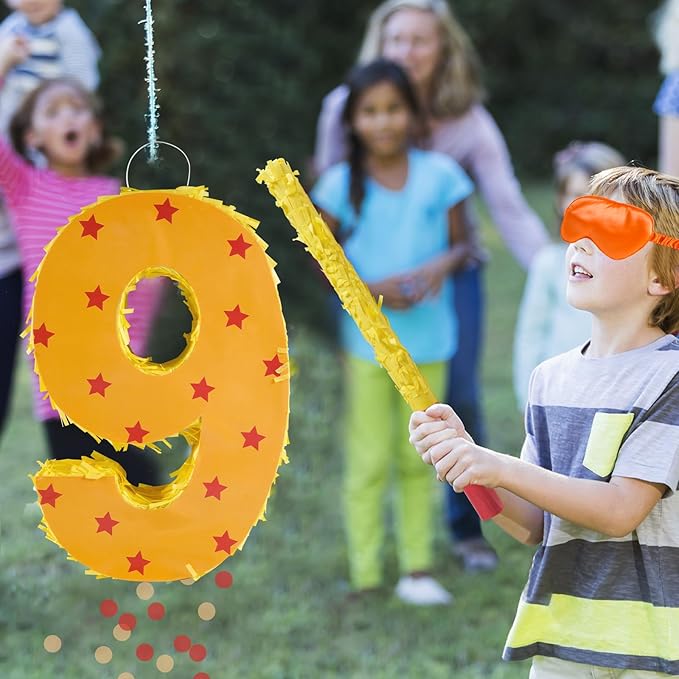 Orange and Red Star Number 9 Pinata, 16 Inch Piñata - Image 4