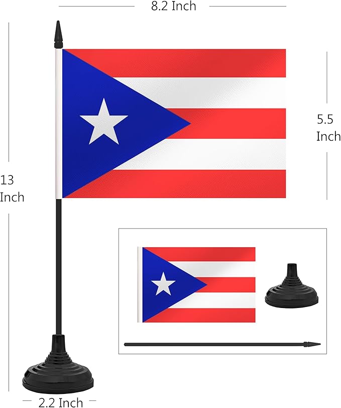 12 Pack Puerto Rico Desk Flag Set, Puerto Rican Table Office Flag, Small - Image 2