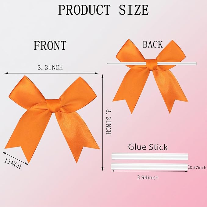 50 PCS Twist Tie Bows Satin Ribbon Bows 3.3 Inch Gift Wrap Bows Craft Bows - Image 2