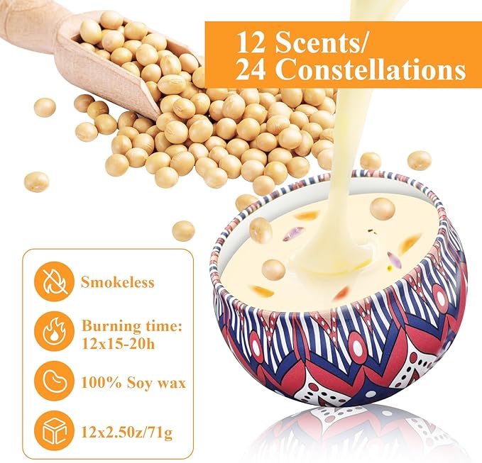 24 Pack Scented Candles Gift Set Long Lasting Soy Wax Aromatherapy Candles - Image 3