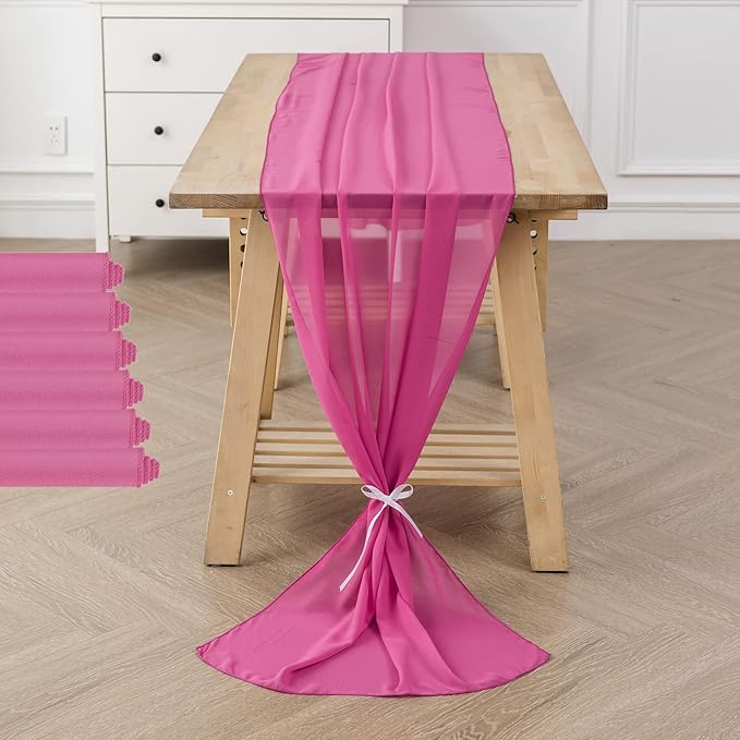 6Pack 9ft Chiffon Table Runner 14x108 Inch Sheer Romantic Table Runner - Image 6