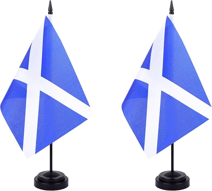 Scotland Desk Flag 12" Solid Pole Deluxe Set Scot Flags Banner Mini Small by Unknown