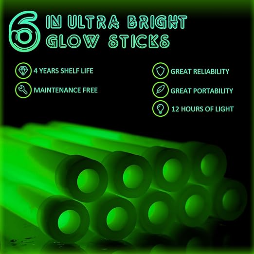 Sotiff 96 Pcs Bright 6 Inch Large Glow Sticks Bulk Emergency Glow in The Dark - Image 4