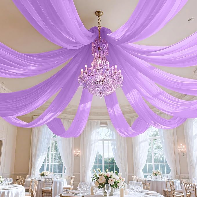 Ceiling Drapes for Weddings Light Purple Draping Fabric for Wedding Arch by FUHSY