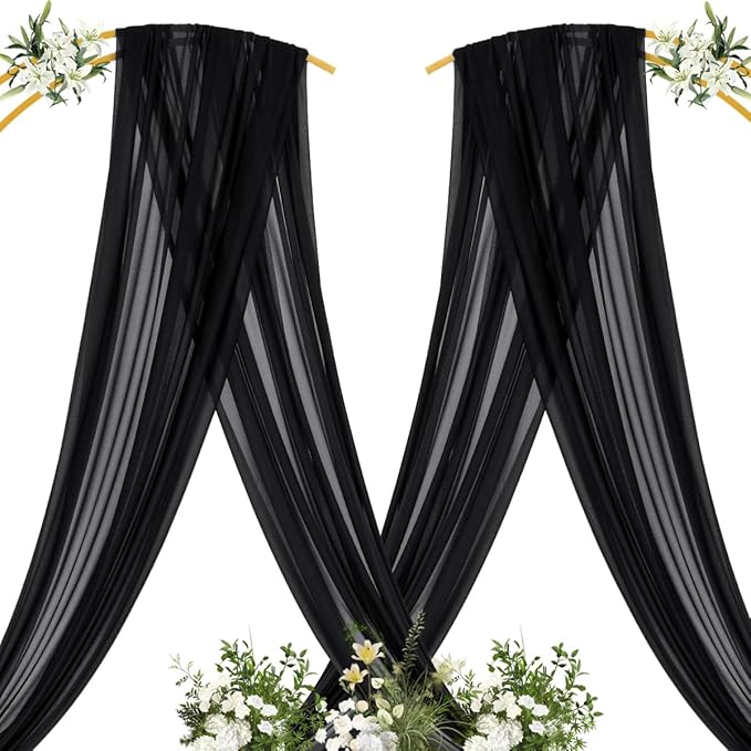 MLMC Black Wedding Arch Draping Fabric 1 Panel 29" x 20 FT Extra Long Gauze - Image 4