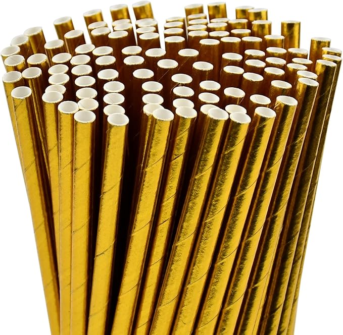 7.75 inch Compostable Gold Paper Straws 100 Counts - Image 7