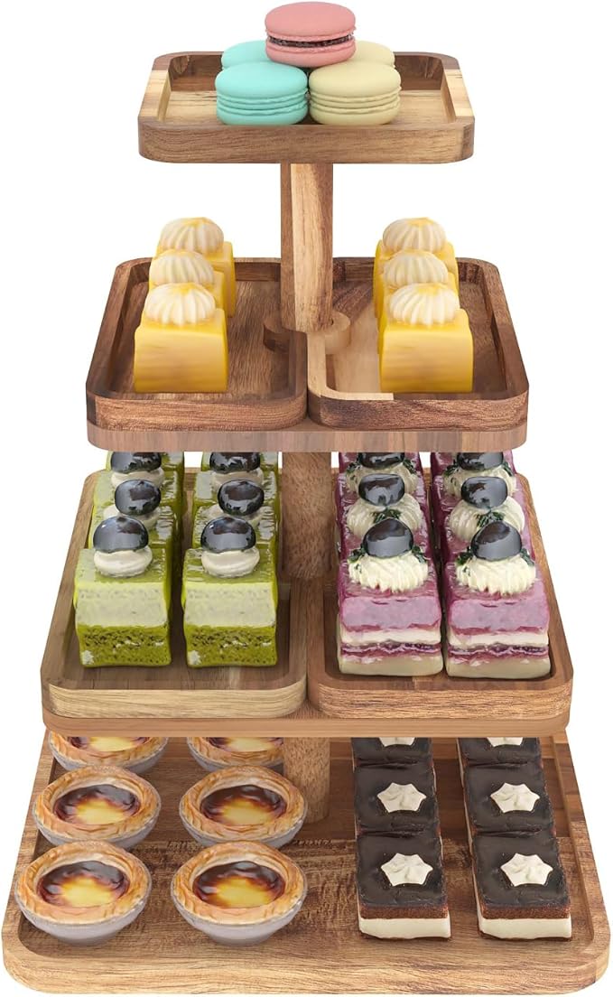 Acacia Wood 4 Tier Cupcake Stand - Image 4