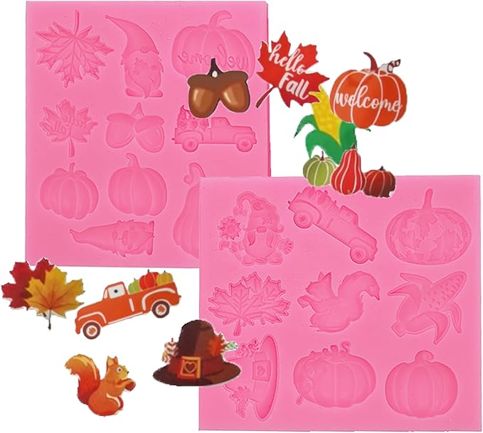 Thanksgiving Day Fondant Mold Halloween Fall Leaf Pumpkin Chocolate Candy by Oskrieel