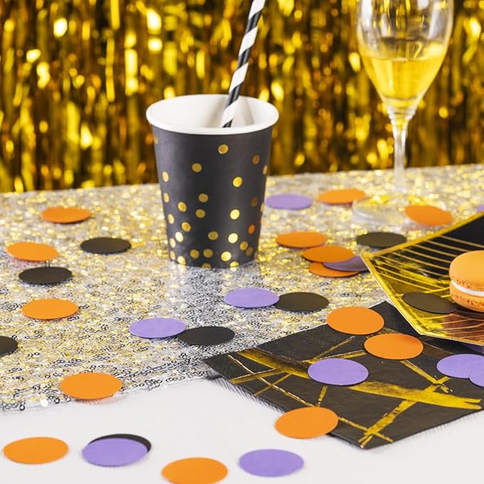 Purple Black Orange Confetti Table Decoration - Image 3