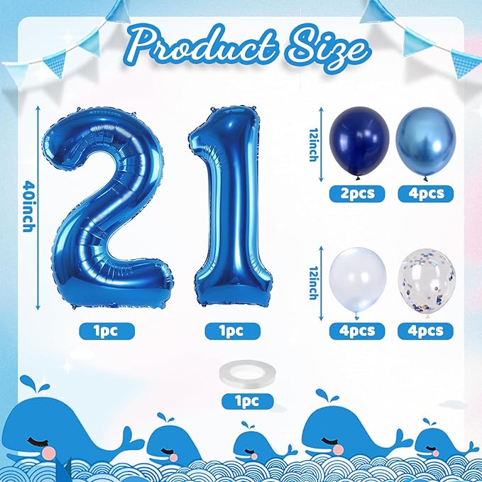Foil Number Balloons 21, Self Inflating Big 21 Balloon Number - Image 2