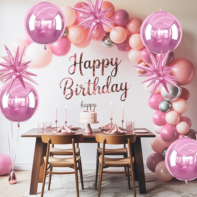 6Pcs Pink Foil Balloons, 22Inch Light Pink 4D Round Ball Balloon and Explosion - Image 2